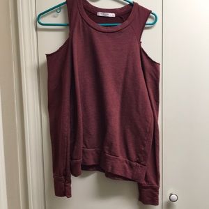 Cut out shoulder red sweatshirt!